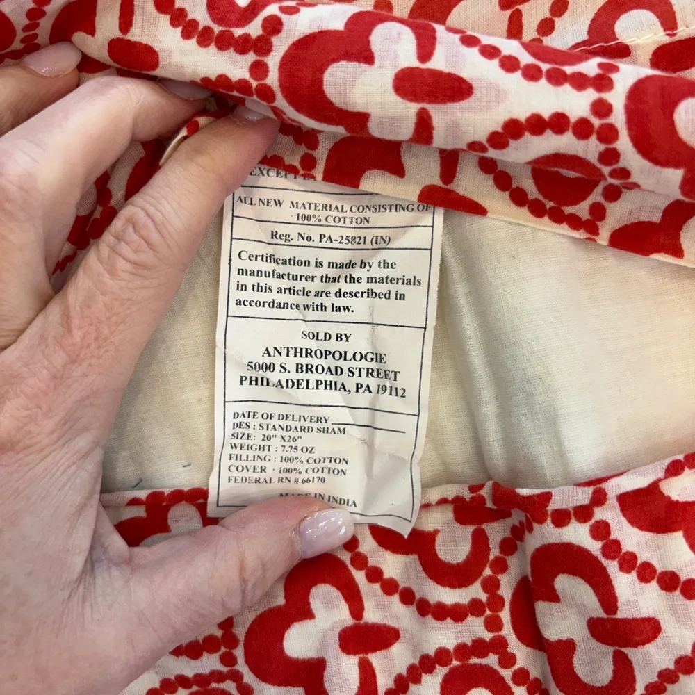 Anthropologie‎ Quilted Cotton Pillow Shams Pair 20x26 Patchwork Boho